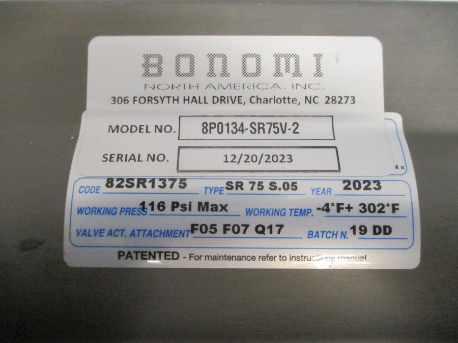 BONOMI 8P0134-SR75V-2 SR75S.05 116PSI 2" NSNP