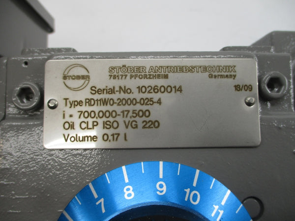 STOBER RD11W0-2000-025-4 K21080K4U/3382 480V 0.75A NSNP