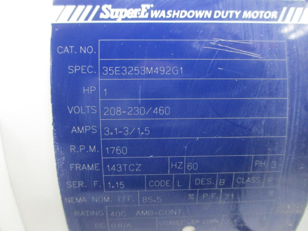 BALDOR Z7893705 35E3253M492G1 208-230/460V 3.1-3/1.5A NSMP