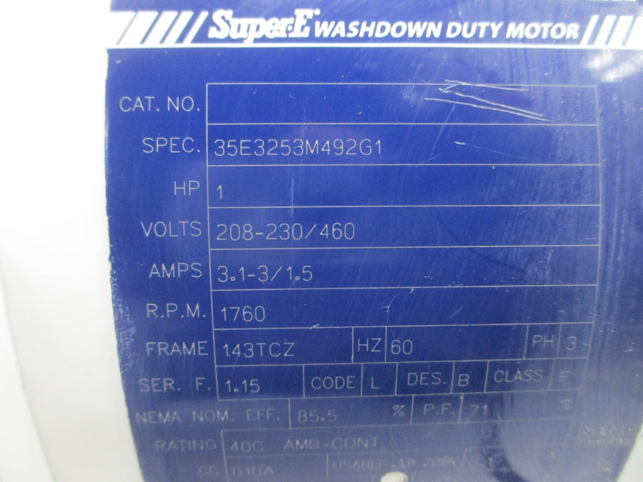 BALDOR Z7893705 35E3253M492G1 208-230/460V 3.1-3/1.5A NSMP