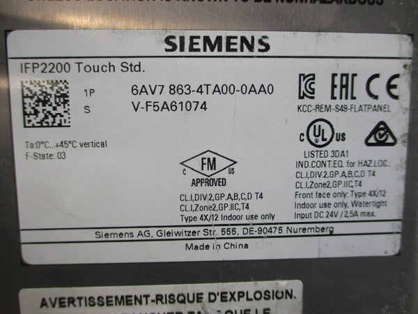 SIEMENS 6AV7863-4TA00-0AA0 24VDC 2.5A NSNP