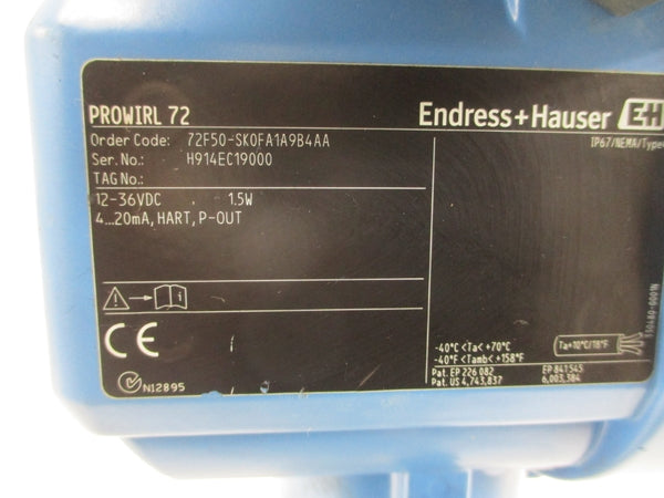 ENDRESS+HAUSER 72F50-SK0FA1A9B4AA 12-36VDC 2" NSNP
