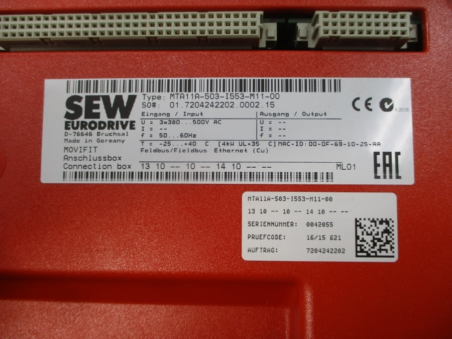 SEW EURODRIVE MTF11A003-503-E20A-15 380-500VAC 1.3A NSNP