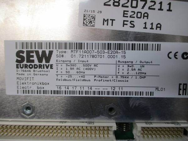SEW-EURODRIVE MTF11A007-503-E20A-15 380-500VAC 1.9A NSMP