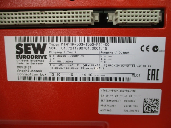 SEW-EURODRIVE MTF11A007-503-E20A-15 380-500VAC 1.9A NSMP