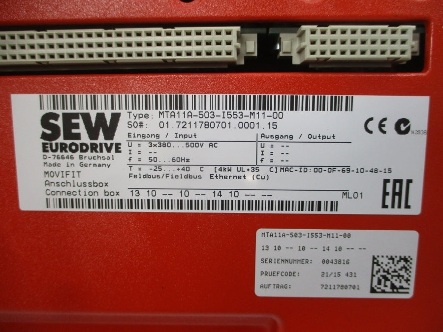SEW-EURODRIVE MTF11A007-503-E20A-15 380-500VAC 1.9A NSMP