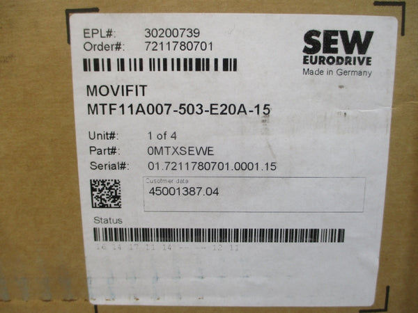 SEW-EURODRIVE MTF11A007-503-E20A-15 380-500VAC 1.9A NSMP
