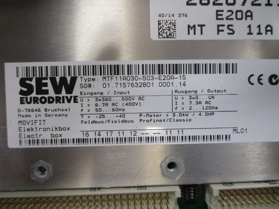 SEW-EURODRIVE MTF11A030-503-E20A-15 380-500VAC 6.7A NSNP