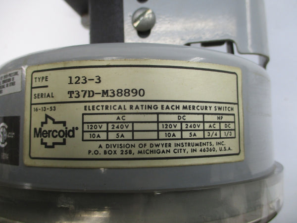 MERCOID 123-3 120/240VAC 10/5A 150PSI 2" NSNP
