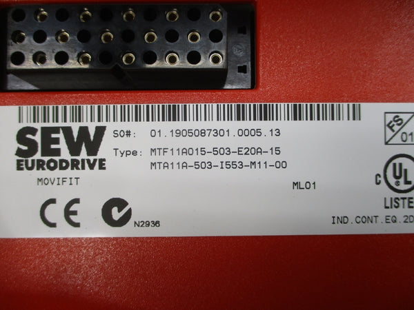 SEW-EURODRIVE MTF11A015-503-E20A-15 MTA11A-503-I553-M11-00 500VAC 3.5A NSNP