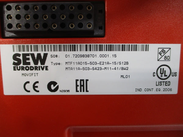 SEW-EURODRIVE MTF11A015-503-E21A-15/S12B MTA11A-503-S423-M11-41/BW2 500VAC NSMP
