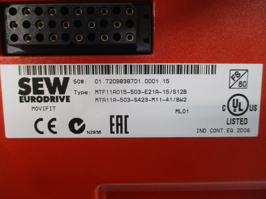 SEW-EURODRIVE MTF11A015-503-E21A-15/S12B MTA11A-503-S423-M11-41/BW2 500VAC NSMP