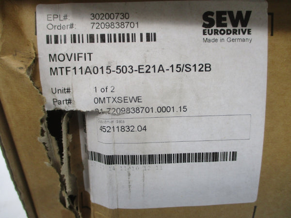 SEW-EURODRIVE MTF11A015-503-E21A-15/S12B MTA11A-503-S423-M11-41/BW2 500VAC NSMP