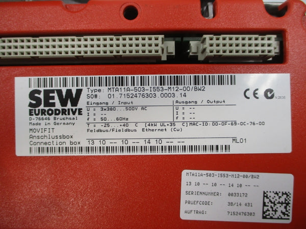 SEW-EURODRIVE MTF11A030-503-E20A-15 MTA11A-503-I553-M12-00/BW2 500VAC 6.7A NSNP