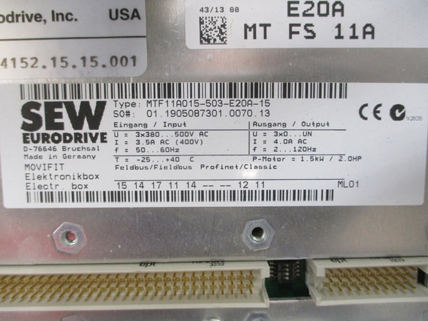 SEW-EURODRIVE MTF11A030-503-E20A-15 MTA11A-503-I553-M12-00/BW2 500VAC 3.5A UNMP
