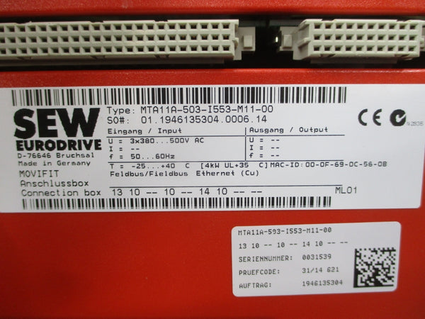 SEW-EURODRIVE MTF11A007-503-E20A-15 MTA11A-503-I553-M11-00 380-500VAC 1.9A NSNP