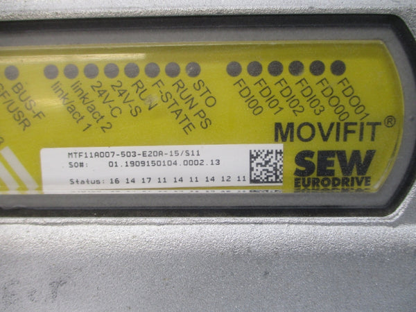 SEW-EURODRIVE MTF11A007-503-E20A-15/S11 380-500VAC 1.9A UNMP