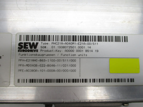 SEW-EURODRIVE PHC21A-A040M1-E21A-00/S11 PZM2XA-A150-D03-00 380-500VAC 50A NSNP