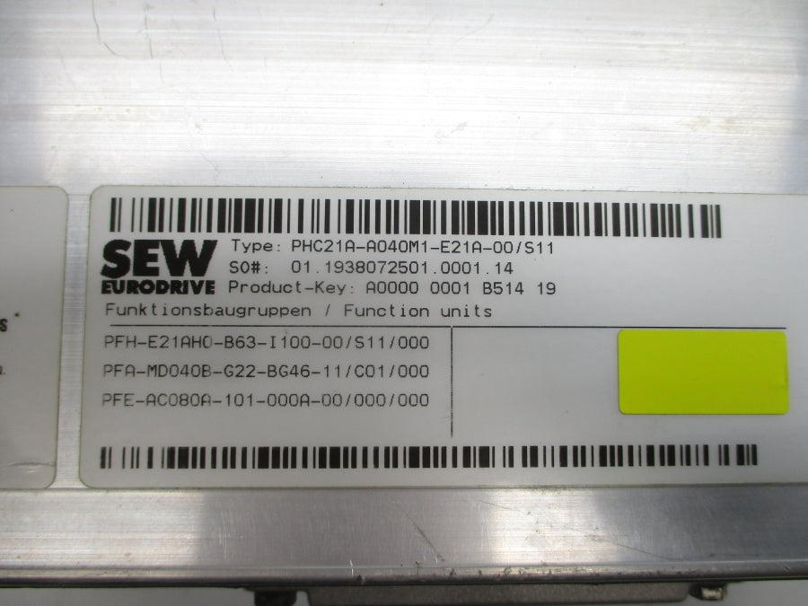 SEW-EURODRIVE PHC21A-A040M1-E21A-00/S11 PZM2XA-A150-D03-00 380-500VAC 50A NSNP