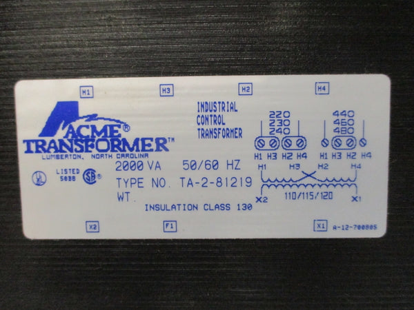 ACME TRANSFORMER TA-2-81219 240/480V NSNP