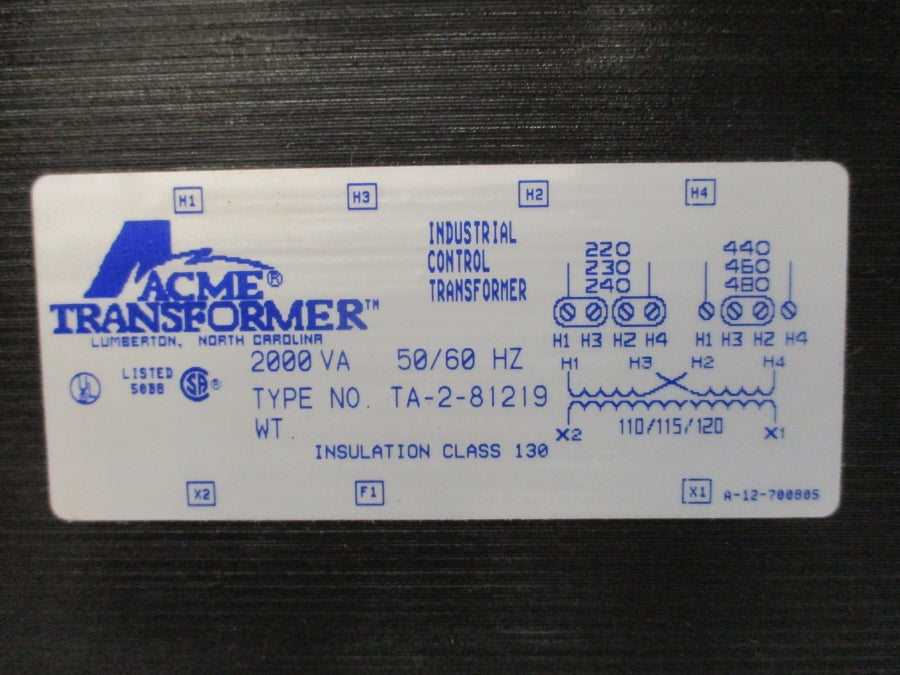 ACME TRANSFORMER TA-2-81219 240/480V NSNP