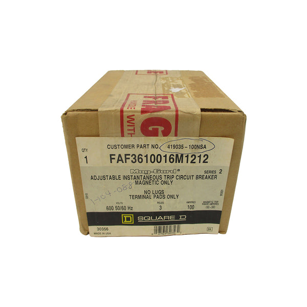 SQUARE D FAF3610016M1212 SER. 2 600V 100A NSFS
