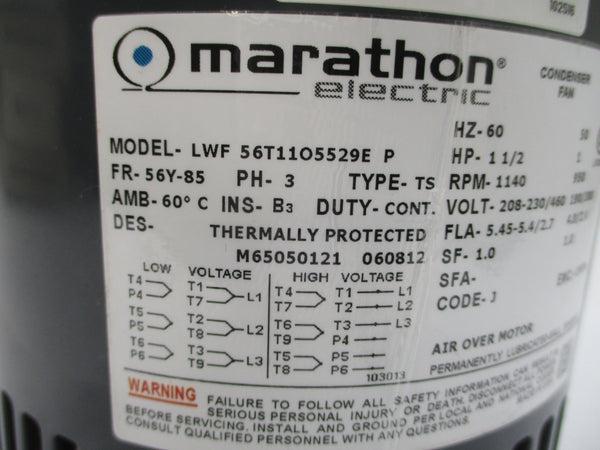 MARATHON ELECTRIC LWF56T11O5529EP 208-230/460V 5.45-5.4/2.7A UNMP