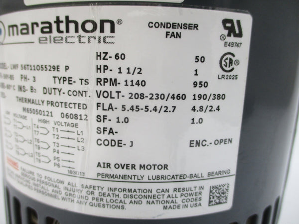 MARATHON ELECTRIC LWF56T11O5529EP 208-230/460V 5.45-5.4/2.7A UNMP