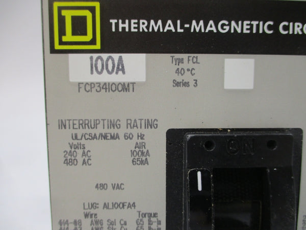 SQUARE D FCP34100MT SER. 3 480VAC 100A NSMP