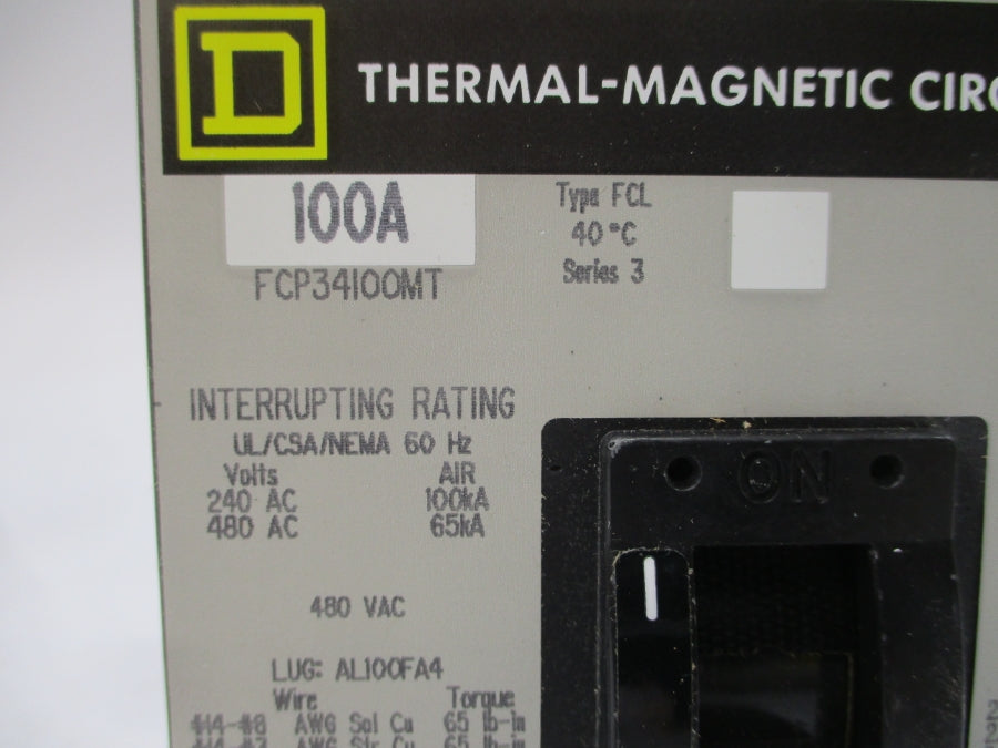 SQUARE D FCP34100MT SER. 3 480VAC 100A NSMP