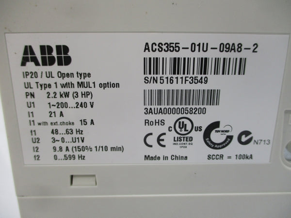 ABB ACS355-01U-09A8-2 200-240V 21A NSMP