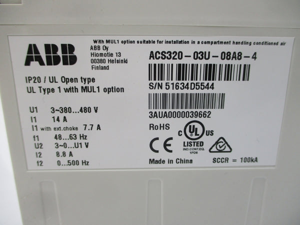 ABB ACS320-03U-08A8-4 380-480V 14A NSMP