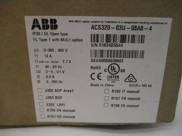 ABB ACS320-03U-08A8-4 380-480V 14A NSMP