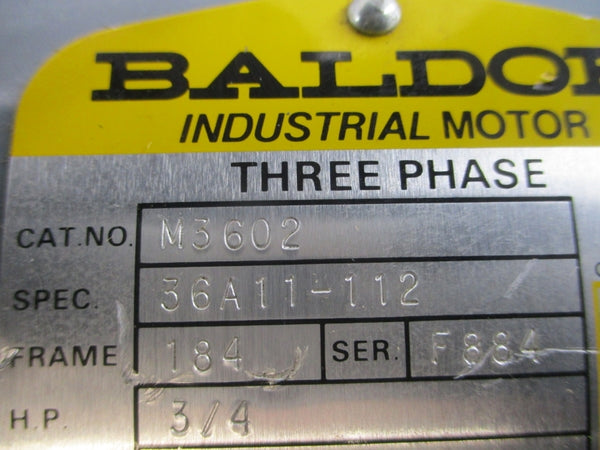 BALDOR M3602 36A11-112 208-230/460V 3.8-3.6/1.8A NSNP