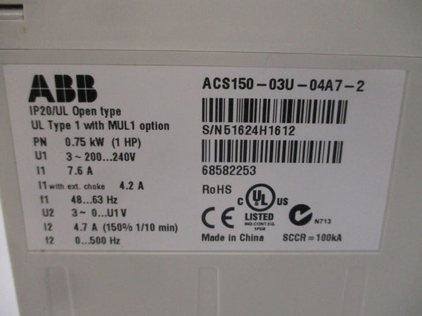 ABB ACS150-03U-04A7-2 200-240V 7.6A NSMP