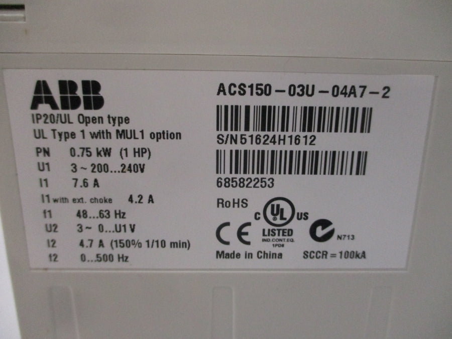 ABB ACS150-03U-04A7-2 200-240V 7.6A NSMP