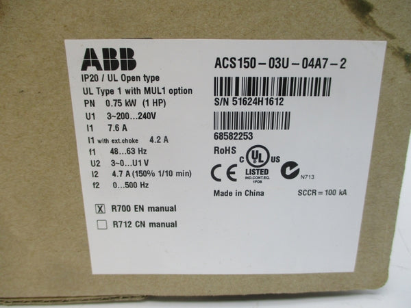 ABB ACS150-03U-04A7-2 200-240V 7.6A NSMP