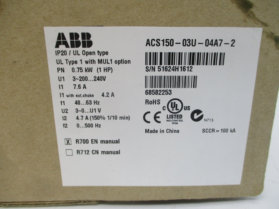 ABB ACS150-03U-04A7-2 200-240V 7.6A NSMP