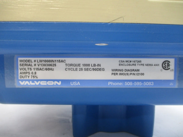 VALVCON LW1000IN115AC 21012-003C10-V 115VAC 0.8A NSMP