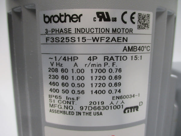 BROTHER F3S25S15-WF2AEN 97D66301001 208-230/400-460V 1.00-0.50/0.56A NSNP