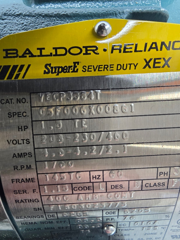 BALDOR VECP3584T 05F006X008G1 208-230/460V 4.6-4.2/2.1A NSNP