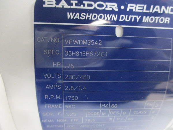 BALDOR VFWDM3542 35H815P672G1 230/460V 2.8/1.4A NSMP