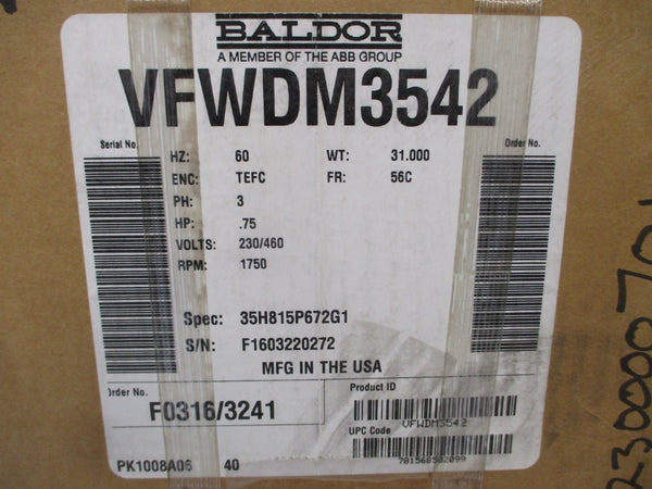 BALDOR VFWDM3542 35H815P672G1 230/460V 2.8/1.4A NSMP