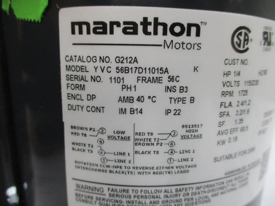 MARATHON G212A 056B17D11015A 115/230V 2.4/1.2A NSMP
