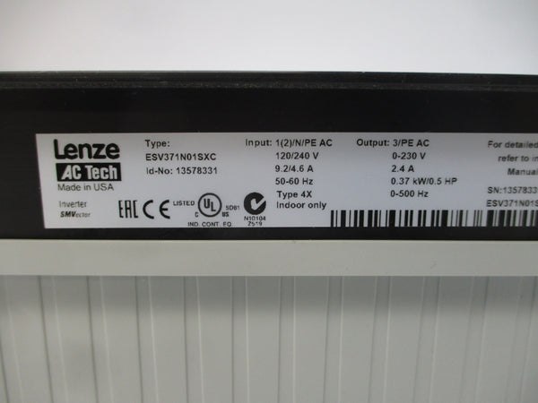 LENZE ESV371N01SXC 13578331 120/240VAC 9.2/4.6A NSMP