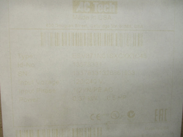 LENZE ESV371N01SXC 13578331 120/240VAC 9.2/4.6A NSMP