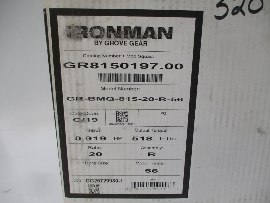 GROVE GEAR GR-BMQ-815-20-R-56 GR8150197.00 NSMP