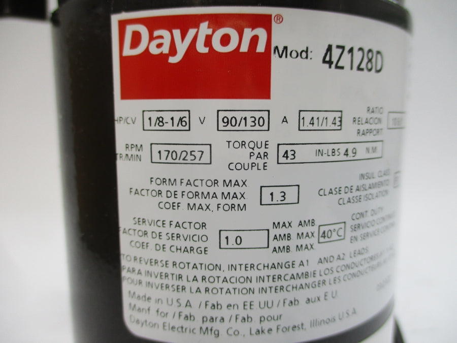 DAYTON 4Z128D 90/130VDC 1.41/1.43A NSMP