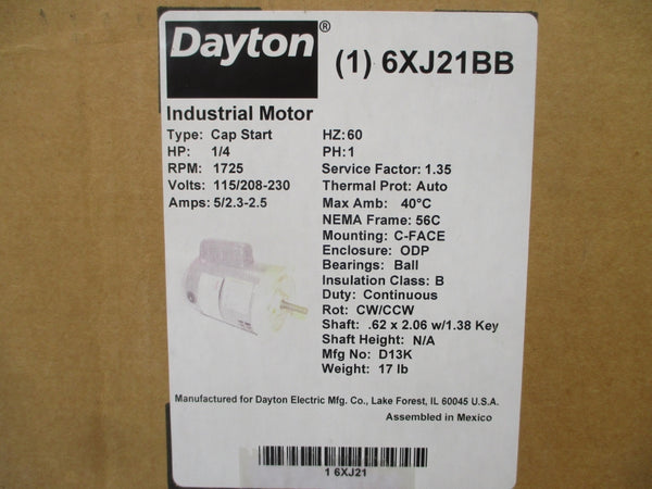 DAYTON 6XJ21BB 115/208-230V 5/2.3-2.5A NSMP