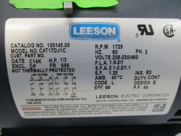 LEESON 100145.00 C4T17DJ1C 208-230/460V 1.9-2/1A NSMP